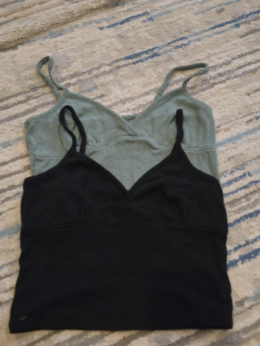 2 Women’s Spaghetti Strap Cami Tank Top - Black and Sage